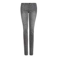 Jeans slim fit in denim con stampa animalier