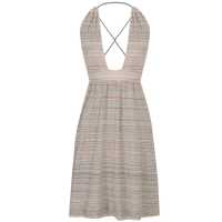 Abito in lino e cotone lurex con scollo all'americana