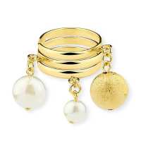 Anello in metallo dorato a tre fasce con charms