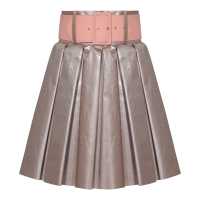 Gonna in cotone a pieghe effetto metal con cintura alta 