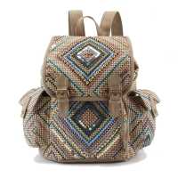 Zainetto in tela multicolor con applicazioni di borchie