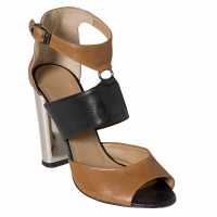 Sandali in pelle con tacco in metallo