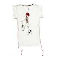 T-shirt in chiffon con ricamo a rilievo