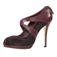 Open-toe in pelle e cavallino