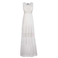 Maxidress a balze con inserti in pizzo Sangallo
