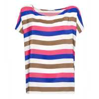 Top in viscosa a righe multicolor