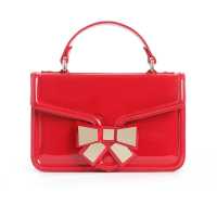 Borsa a mano in vernice con maxifiocco in metallo