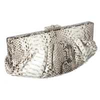 Pochette in pelle stampa pitone con chiusura gioiello