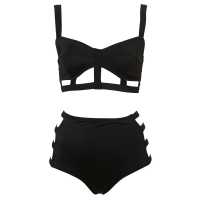 Costume in lycra con culotte e top effetto boundage