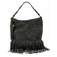 Borsa in camoscio intrecciato con frange 