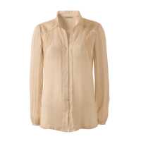 Camicia in seta con plissè e inserti in pizzo 