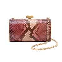 Pochette in pelle stampa cocco con tracolla a catena 