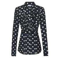 Camicia in seta e cotone a pois con jabot