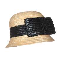 Cappello in paglia bicolor con fiocco