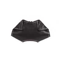 Clutch in pelle con miniborchie argento