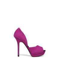 Décolletée open-toe in suède con plateau