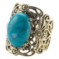 Anello in metallo dorato con pietra 