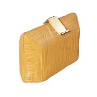 Clutch in pelle effetto tweed con chiusura in metallo 