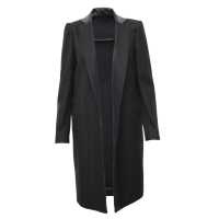 Giacca lunga in cotone con colletto in pelle