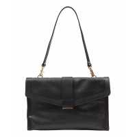 Clutch in pelle con tracolla e dettagli in metallo