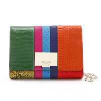 Pochette in pelle multicolor con tracolla