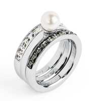 Anello in acciaio con perla