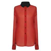 Camicia in seta con colletto a contrasto
