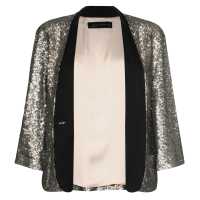 Blazer in paillettes con revers in raso