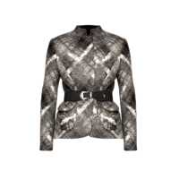 Giacca in panno di lana tartan con cintura in vita