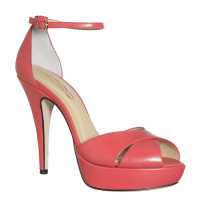 Décolletée open-toe in pelle con cavigliera