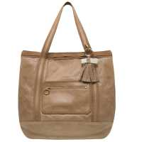 Shopper in nappa con finiture in gros-grain