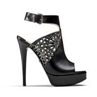Tronchetti open-toe in pelle con applicazioni in swarovski