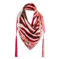 Foulard in seta stampata con nappine