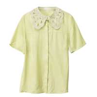 Camicia in lino con colletto ricamato a tombolo