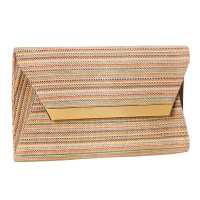 Bustina in cotone multirighe con placchetta in metallo