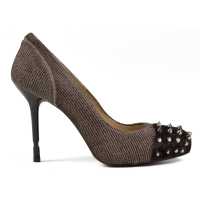 Décolletée in tweed e punta con borchie