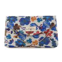 Pochette in tessuto stampato con chiusura a lucchetto