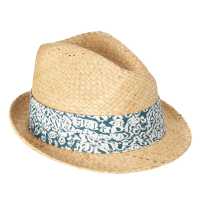 Cappello in paglia con fascia in cotone stampata