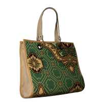 Handbag in cotone lavorato a mezzo punto