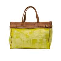 Shopping in canvas e pelle bicolor