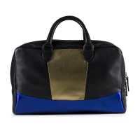 Bauletto in pelle multicolor con inserti in vernice