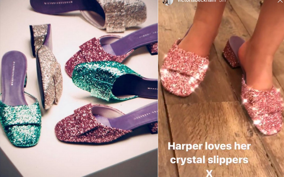 Harper loves her glitter slippers