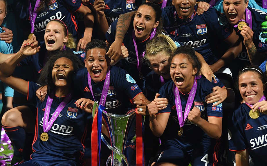 Le giocatrici dell'Olympique Lyonnais vincitrici della Finale Champions League Femminile 2018